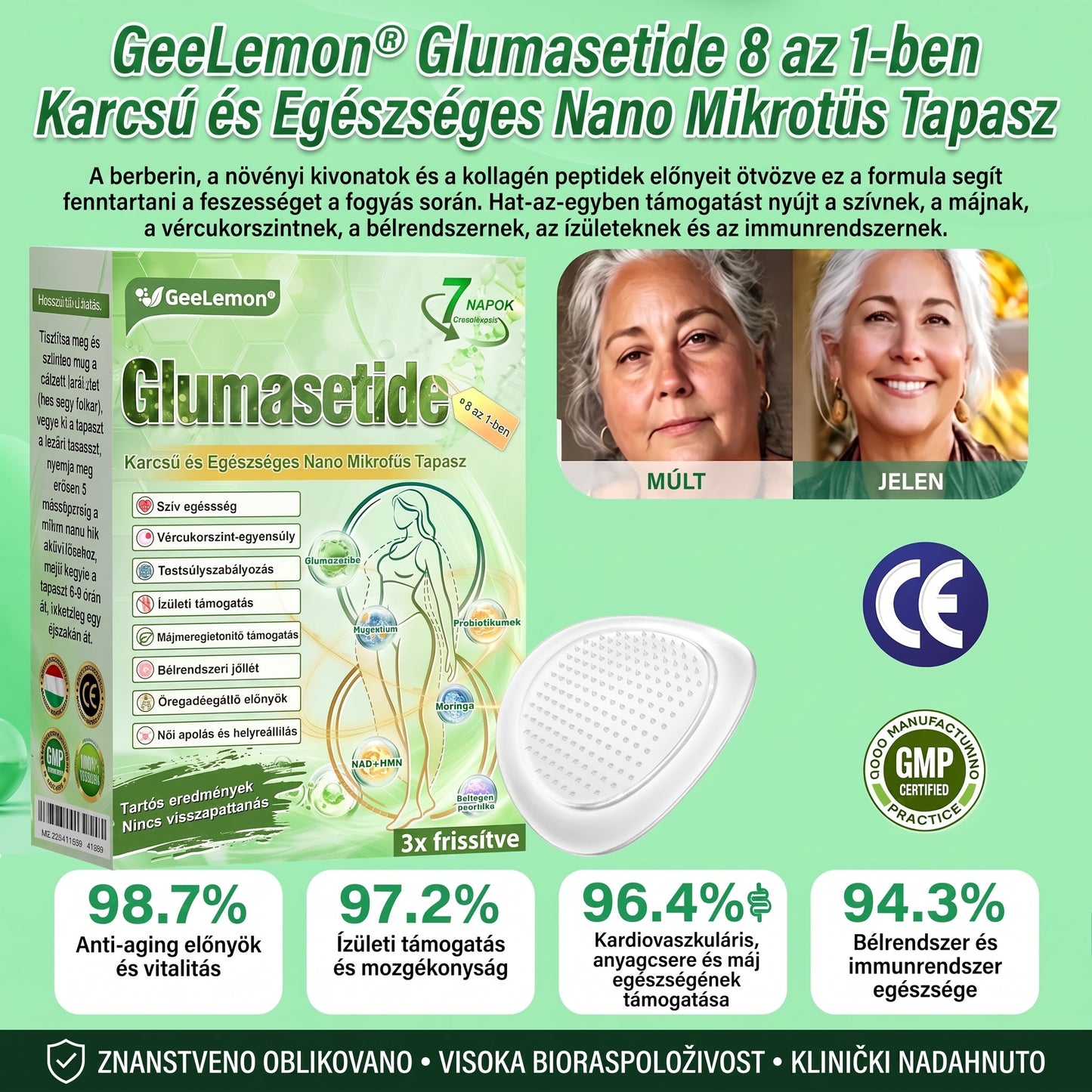 GeeLemon® Moringa + Berberin + NAD+ 15 az 1-ben nanomikrotűs tapasz | A testápolás új generációja fejlett nanoformulával